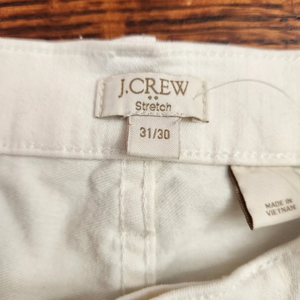 J. Crew Womens White Stretch Full-length Jeans Size 31 x 30 NWT 90% cotton